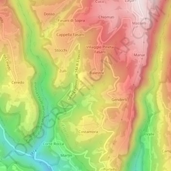 Mapa topográfico Schioppi, altitud, relieve