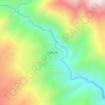 Mapa topográfico Guangras, altitud, relieve