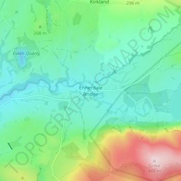 Mapa topográfico Ennerdale Bridge, altitud, relieve