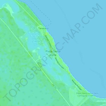 Mapa topográfico Playa Santa Lucía, altitud, relieve