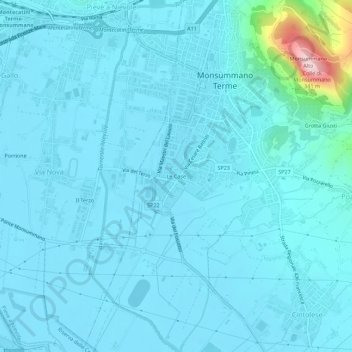 Mapa topográfico Le Case, altitud, relieve