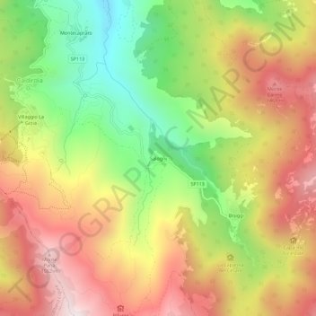 Mapa topográfico Salogni, altitud, relieve