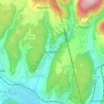 Mapa topográfico Truckenthal, altitud, relieve