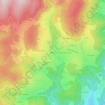 Mapa topográfico Vilette, altitud, relieve