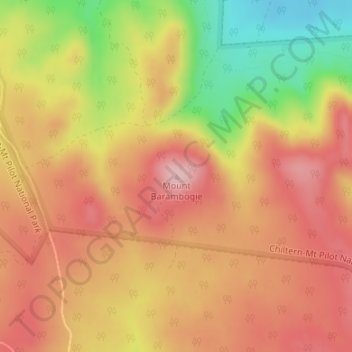 Mapa topográfico Mount Barambogie, altitud, relieve