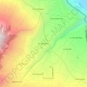 Mapa topográfico Huambalito, altitud, relieve
