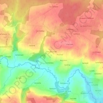 Mapa topográfico Chez les Simon, altitud, relieve