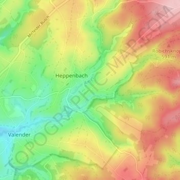 Mapa topográfico Halenfeld, altitud, relieve
