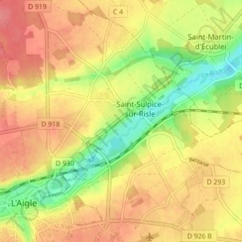 Mapa topográfico Les Haies, altitud, relieve