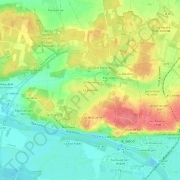 Mapa topográfico La Rochelle, altitud, relieve