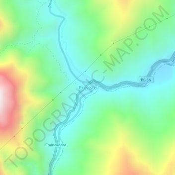 Mapa topográfico Previsto, altitud, relieve