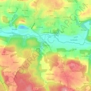 Mapa topográfico Lann Gannec, altitud, relieve