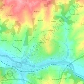 Mapa topográfico La Quintinie, altitud, relieve