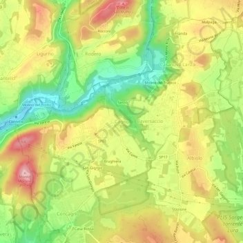 Mapa topográfico Cagno, altitud, relieve
