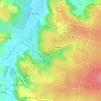 Mapa topográfico Fonvielle, altitud, relieve
