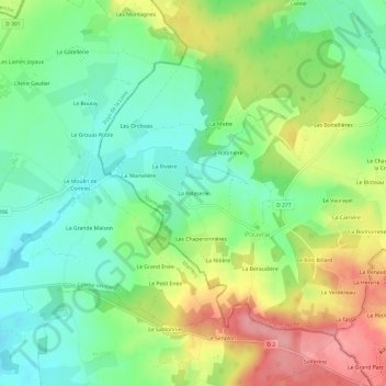 Mapa topográfico La Palaserie, altitud, relieve