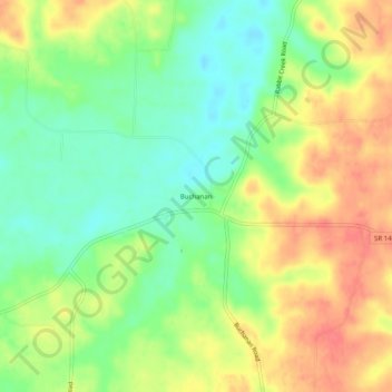 Mapa topográfico Buchanan, altitud, relieve