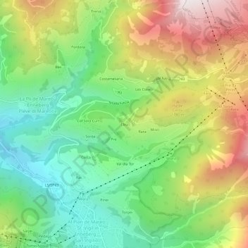 Mapa topográfico Clea, altitud, relieve