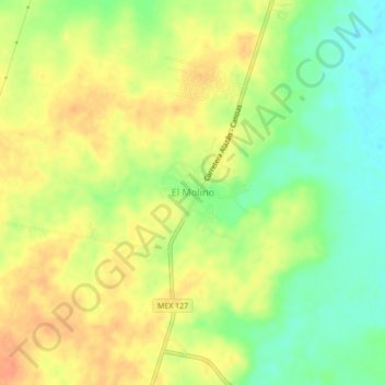 Mapa topográfico El Molino, altitud, relieve