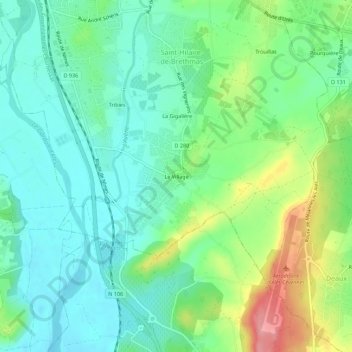 Mapa topográfico Le Village, altitud, relieve