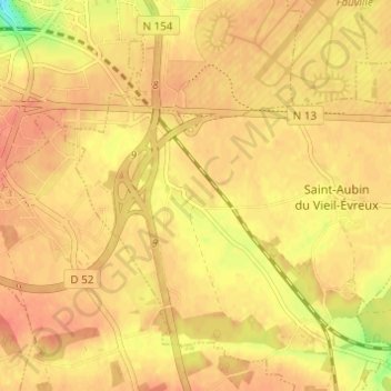Mapa topográfico Le Coudray, altitud, relieve