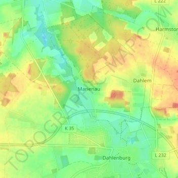 Mapa topográfico Marienau, altitud, relieve