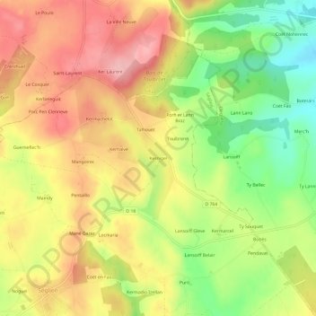 Mapa topográfico Kernigel, altitud, relieve