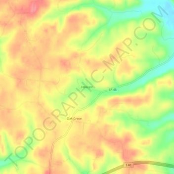 Mapa topográfico Hillcrest, altitud, relieve