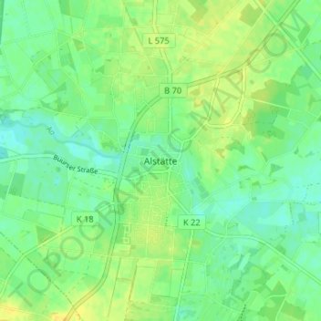 Mapa topográfico Alstätte, altitud, relieve