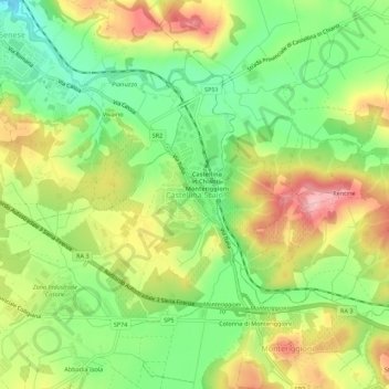 Mapa topográfico Castellina Scalo, altitud, relieve