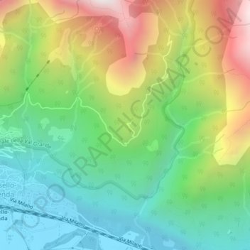 Mapa topográfico Alpe Lut, altitud, relieve