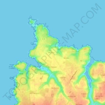 Mapa topográfico Deuborh, altitud, relieve