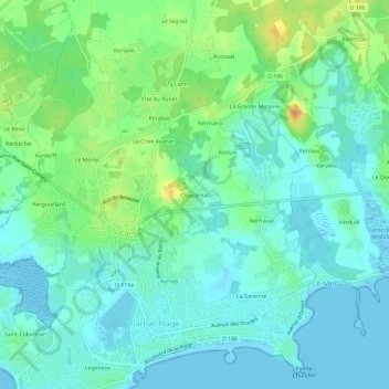 Mapa topográfico Cloucarnac, altitud, relieve