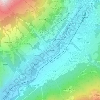 Mapa topográfico Saint-Blaise, altitud, relieve
