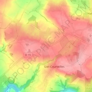 Mapa topográfico Courteilles, altitud, relieve