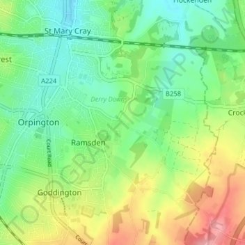 Mapa topográfico Cockmannings, altitud, relieve