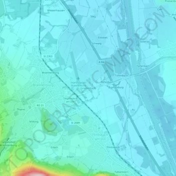 Mapa topográfico Grießenbach, altitud, relieve