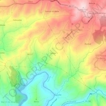 Mapa topográfico Campo, altitud, relieve