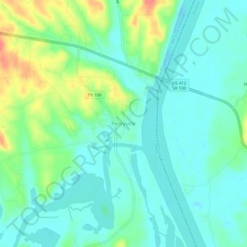 Mapa topográfico Perryville, altitud, relieve
