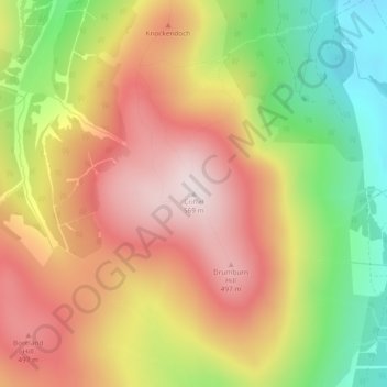 Mapa topográfico Criffel, altitud, relieve