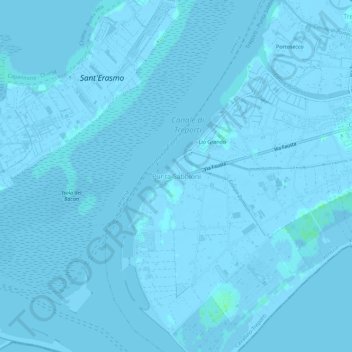 Mapa topográfico Punta Sabbioni, altitud, relieve