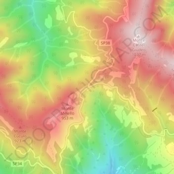 Mapa topográfico Portole, altitud, relieve