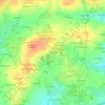 Mapa topográfico La Varenne, altitud, relieve