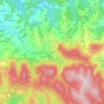 Mapa topográfico Sant'Albano, altitud, relieve