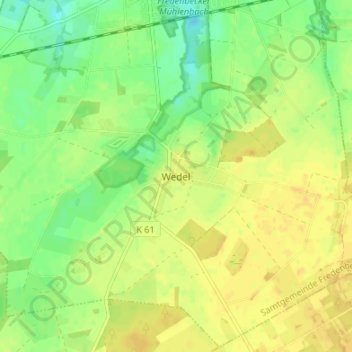 Mapa topográfico Wedel, altitud, relieve