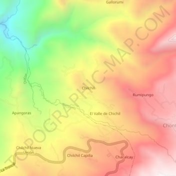 Mapa topográfico Chilchil, altitud, relieve