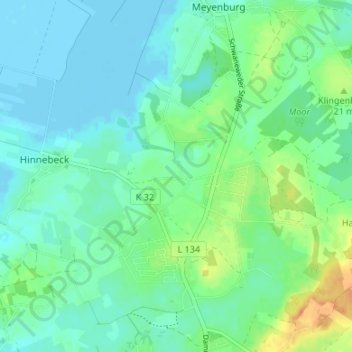 Mapa topográfico Welljepott, altitud, relieve