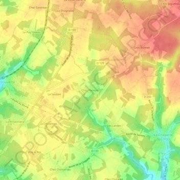 Mapa topográfico Chez Thoreau, altitud, relieve