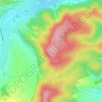 Mapa topográfico Mäuseberg, altitud, relieve