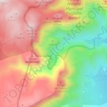 Mapa topográfico el Portalet, altitud, relieve